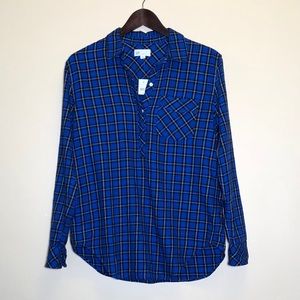 GAP Blue and Black Plaid Tunic Shirt